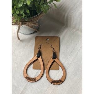 Laser-engraved wooden dangling earrings for women